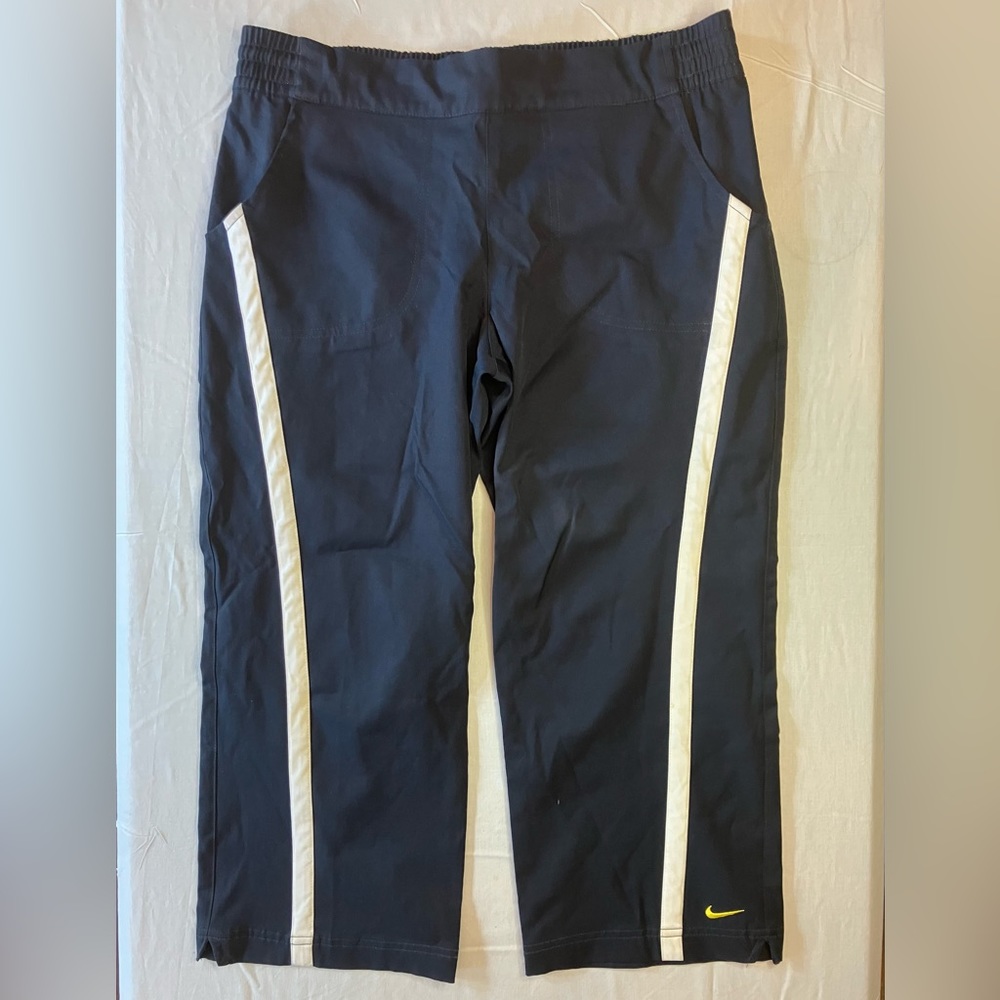Nike Navy Blue White Capri Joggers Cropped Track Pants Drawstring